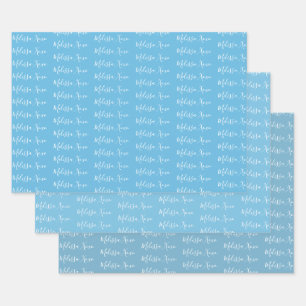 To Your Name Modern Handwriting Winter Blues 2 Wrapping Paper Sheet