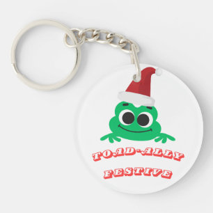 Toad-ally Festive Christmas Frog _ Cute Holiday De Key Ring