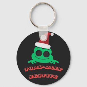 Toad-ally Festive Christmas Frog _ Cute Holiday De Key Ring