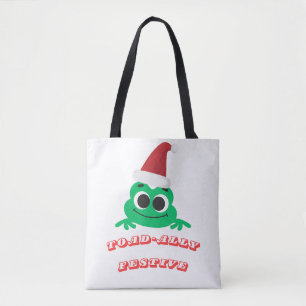 Toad-ally Festive Christmas Frog _ Cute Holiday De Tote Bag