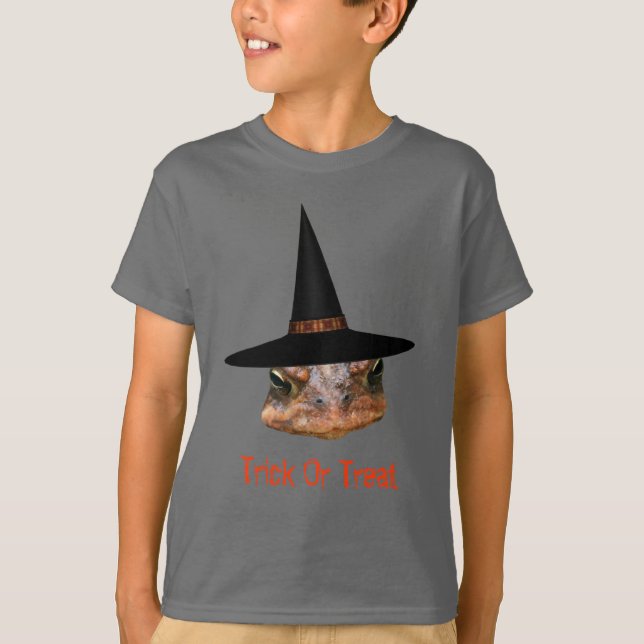 Toad Face Witch Hat Halloween Cute T-Shirt (Front)