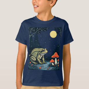 Toad Foraging Toadstools In A Moonlit Woodland  T-Shirt
