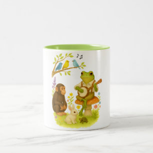 Toad Frog Playing Banjo Vintage Bluegrass Animal Two-Tone Coffee Mug