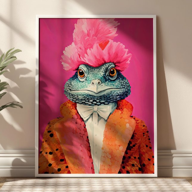 Toad in Funky Suits Animal Fashion Art Pink Poster (Creator Uploaded)
