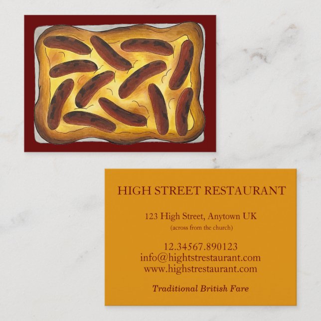 Toad in the Hole British Pub Restaurant Food Business Card (Front/Back)