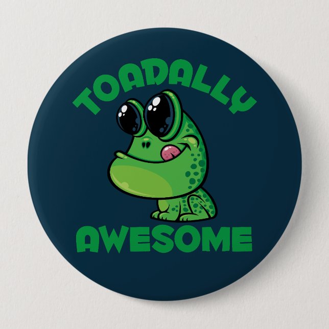 Toadally Awesome Happy Cartoon Toad 10 Cm Round Badge (Front)
