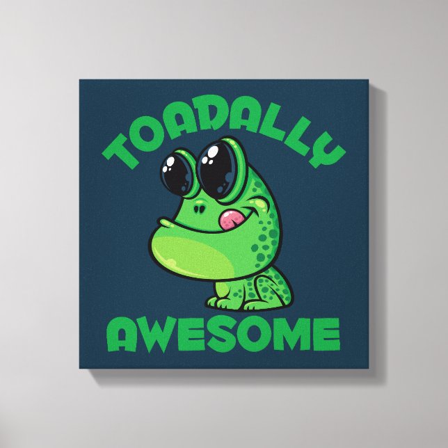 Toadally Awesome Happy Cartoon Toad Canvas Print (Front)