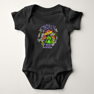 Toadally Cool Colourful floral and frog typography Baby Bodysuit