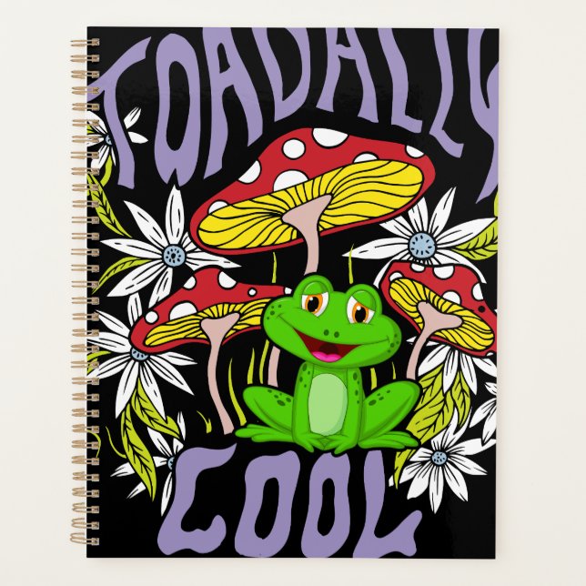 Toadally Cool Colourful floral and frog typography Planner (Front)