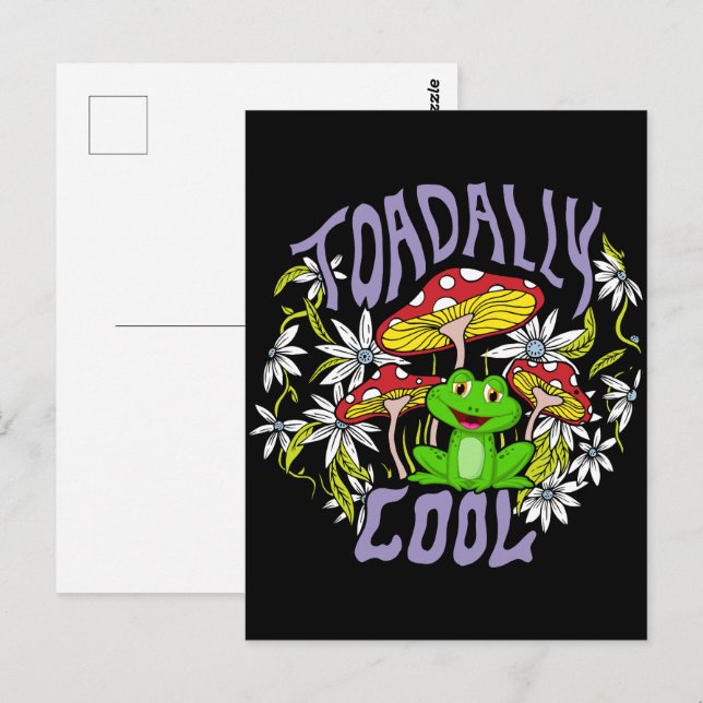 Toadally Cool Colourful floral and frog typography Postcard (Front/Back)