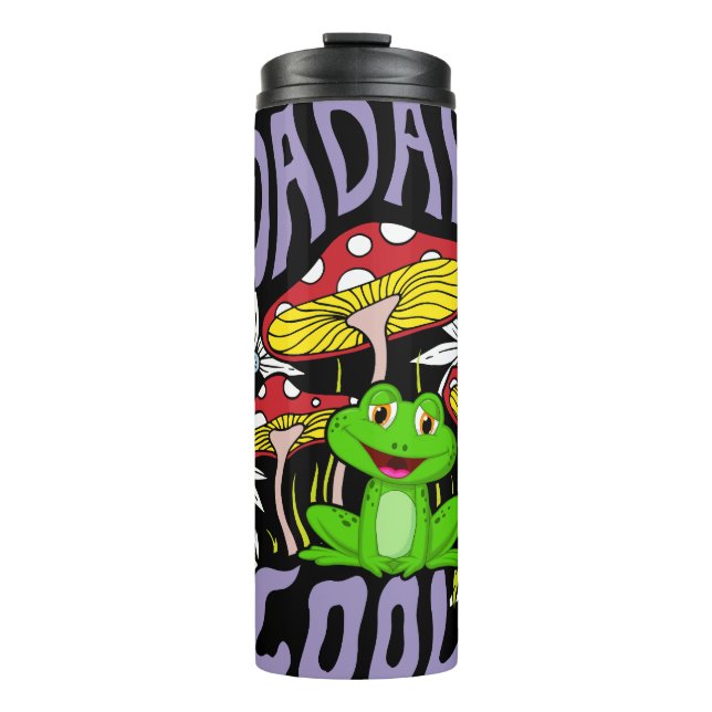 Toadally Cool Colourful floral and frog typography Thermal Tumbler (Front)