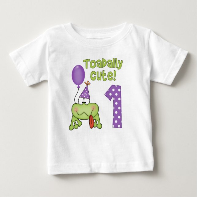 Toadally Cute Frog 1st Birthday Baby T-Shirt (Front)