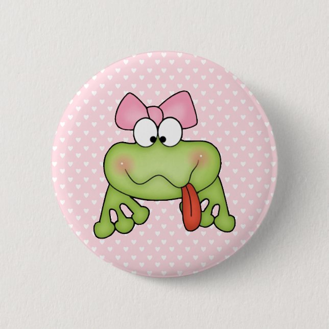 Toadally Cute Girl Frog 6 Cm Round Badge (Front)