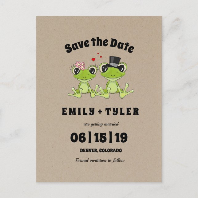 Toadally in Love Frog Wedding Save The Date Announcement Postcard (Front)