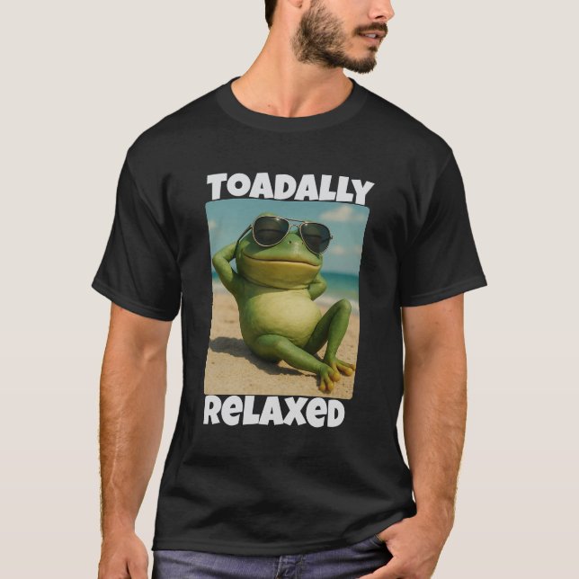 Toadally Relaxed Frog Funny Summer Beach Vibe T-Shirt (Front)