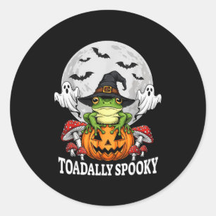 Toadally Soky Funny Halloween Frog On Pumpkin Full Classic Round Sticker