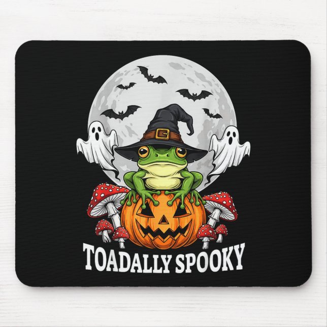 Toadally Soky Funny Halloween Frog On Pumpkin Full Mouse Pad (Front)