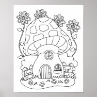 Toadstool Fairy House Colour Your Own