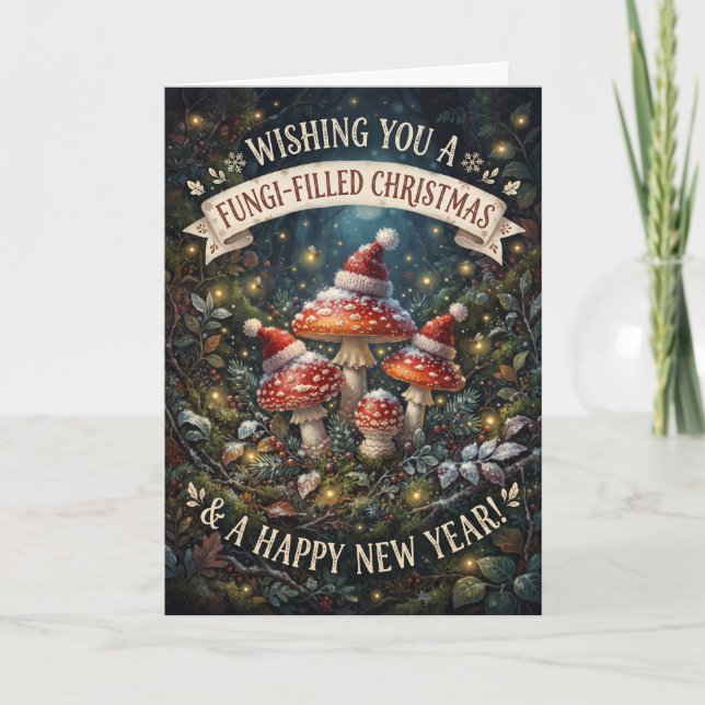 Toadstool Filled Christmas Card (Front)