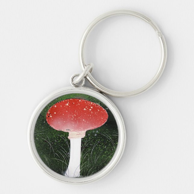Toadstool Mushroom in Moss Surroundings Key Ring (Front)