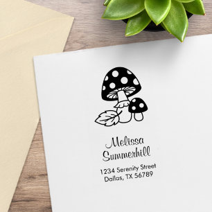 Toadstool Mushrooms Address Rubber Stamp