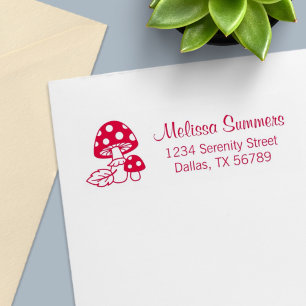 Toadstool Mushrooms Address Self-inking Stamp