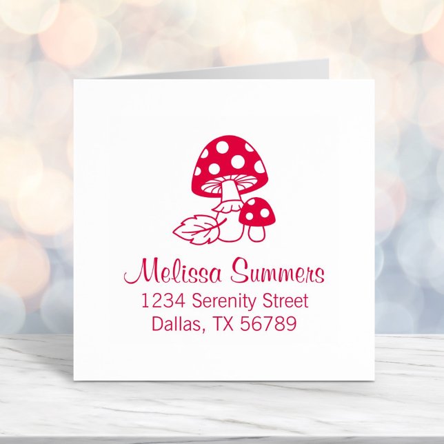 Toadstool Mushrooms Address Self-inking Stamp (Creator Uploaded)