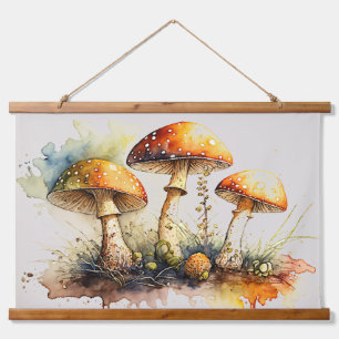 Toadstool Mushrooms, Amanita Muscaria  Hanging Tapestry