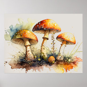 Toadstool Mushrooms, Amanita muscaria Poster