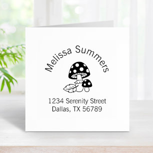Toadstool Mushrooms and Leaf Arch Address Rubber Stamp