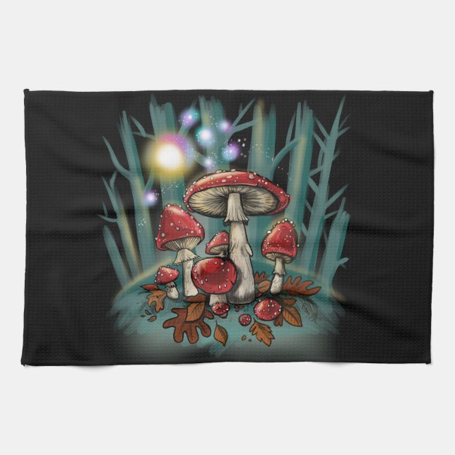 Toadstool mushrooms  tea towel (Horizontal)