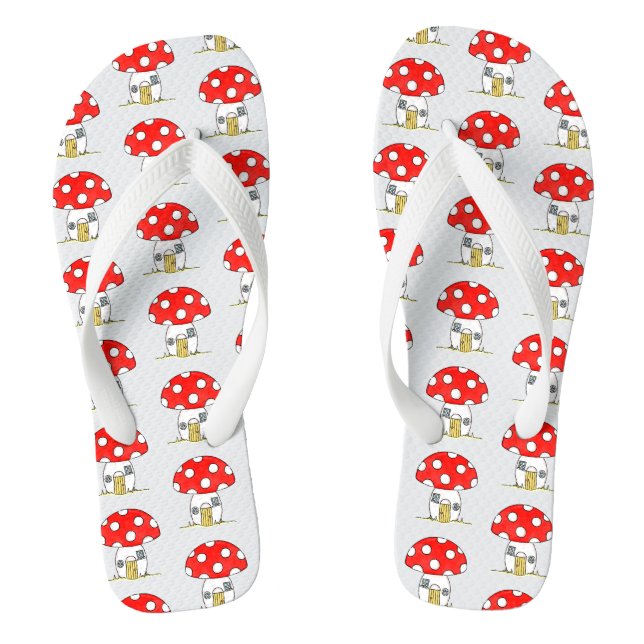 Toadstool Pattern Beach Holiday Jandals (Footbed)