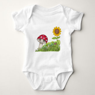 Toadstool with Sunflower and Ladybug products Baby Bodysuit