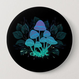 Toadstools in Bushes 10 Cm Round Badge