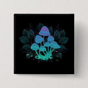 Toadstools in Bushes 15 Cm Square Badge