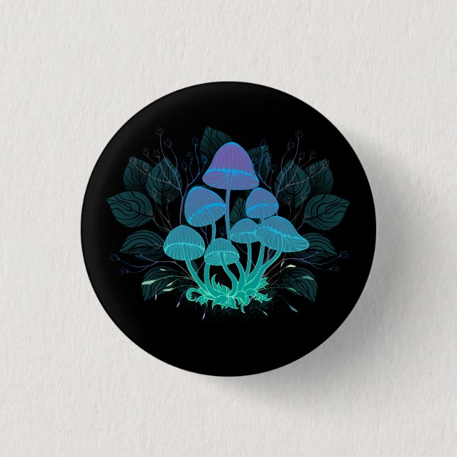 Toadstools in Bushes 3 Cm Round Badge (Front)