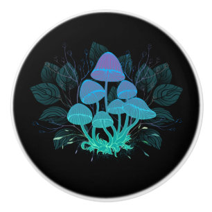Toadstools in Bushes Ceramic Knob