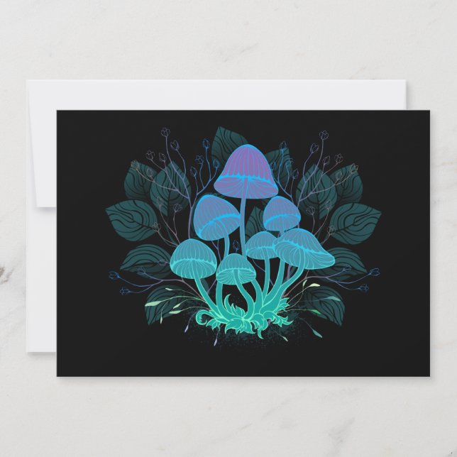 Toadstools in Bushes Holiday Card (Front)