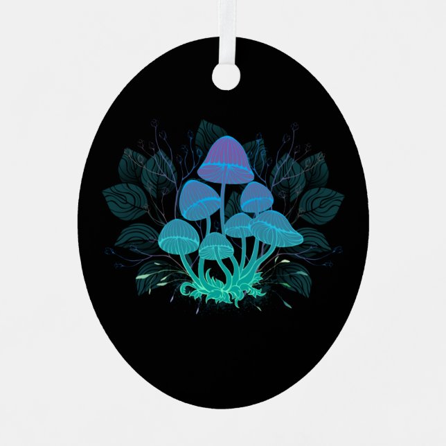 Toadstools in Bushes Metal Tree Decoration (Front)