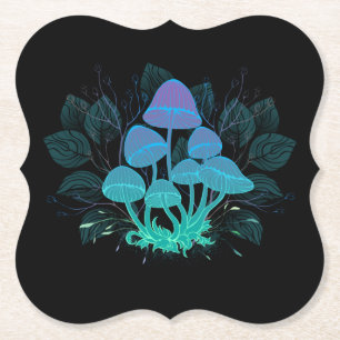 Toadstools in Bushes Paper Coaster