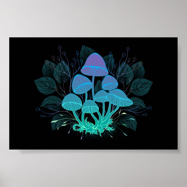 Toadstools in Bushes Poster (Front)