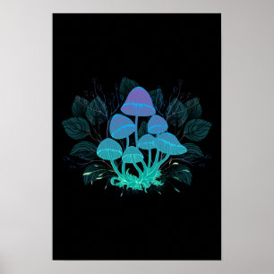 Toadstools in Bushes Poster