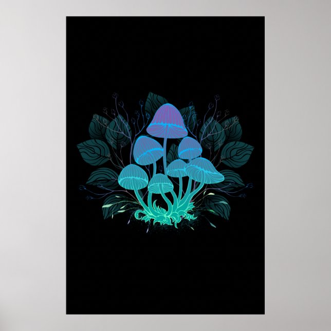 Toadstools in Bushes Poster (Front)