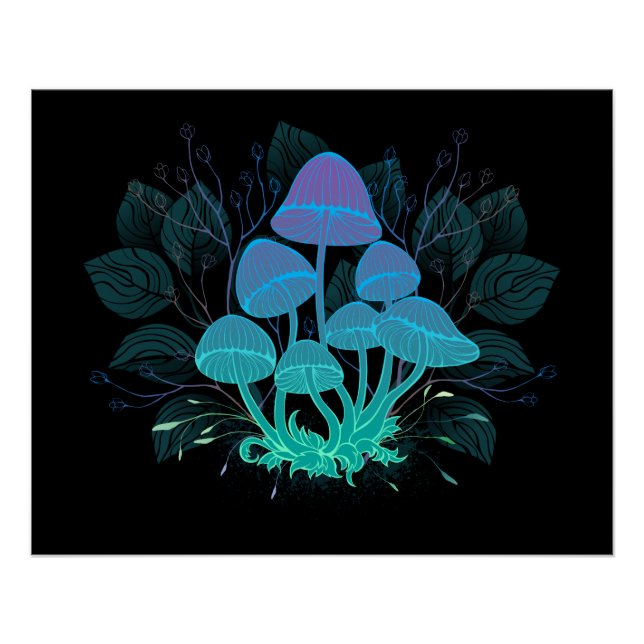 Toadstools in Bushes Poster (Front)