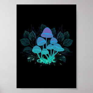 Toadstools in Bushes Poster