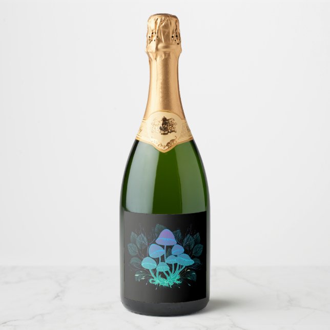 Toadstools in Bushes Sparkling Wine Label (Front)
