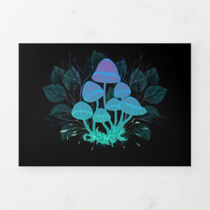 Toadstools in Bushes Tri-Fold Holiday Card