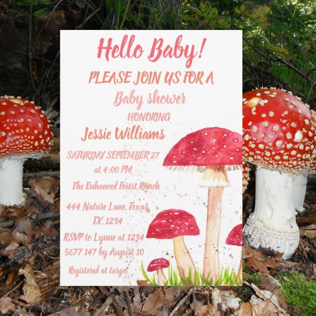 Toadstools Mushroom Baby Shower Red Nature Invitation (Creator Uploaded)
