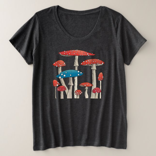 Toadstools Mushrooms t-shirt Plus Size T-Shirt (Design Front)