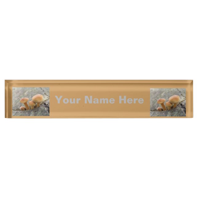 Toadstools on a Tree Trunk Custom Nameplate (Front)